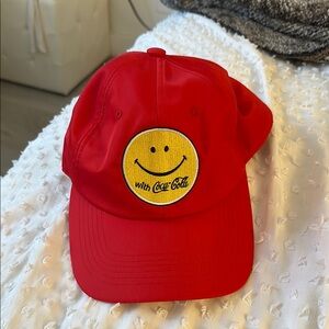NWOT Stoney Clover Lane Red Coca-Cola Smiley Face Cap